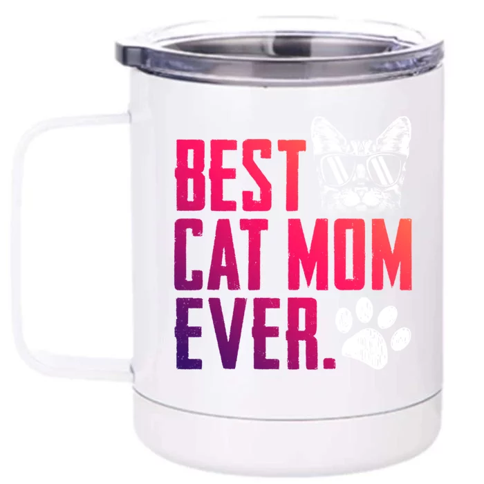 Best Cat Mom Ever Vintage Cute Cat Mommy Mother's Day Gift Front & Back 12oz Stainless Steel Tumbler Cup