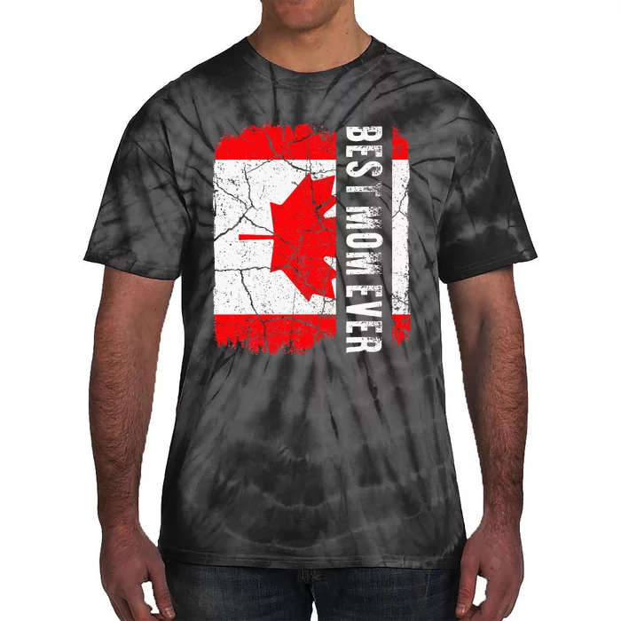 Best Canadian Mom Ever Canada Flag Tie-Dye T-Shirt