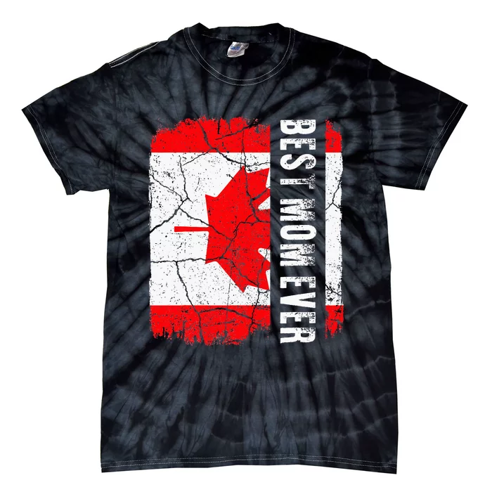 Best Canadian Mom Ever Canada Flag Tie-Dye T-Shirt