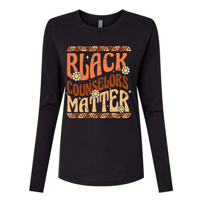 Black Counselors Matter Black History Month Retro Groovy Womens Cotton Relaxed Long Sleeve T-Shirt