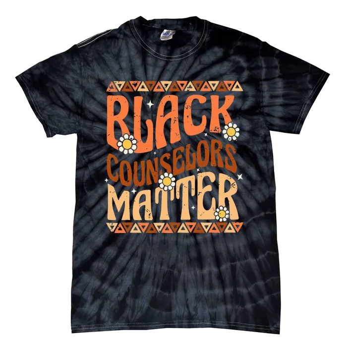 Black Counselors Matter Black History Month Retro Groovy Tie-Dye T-Shirt