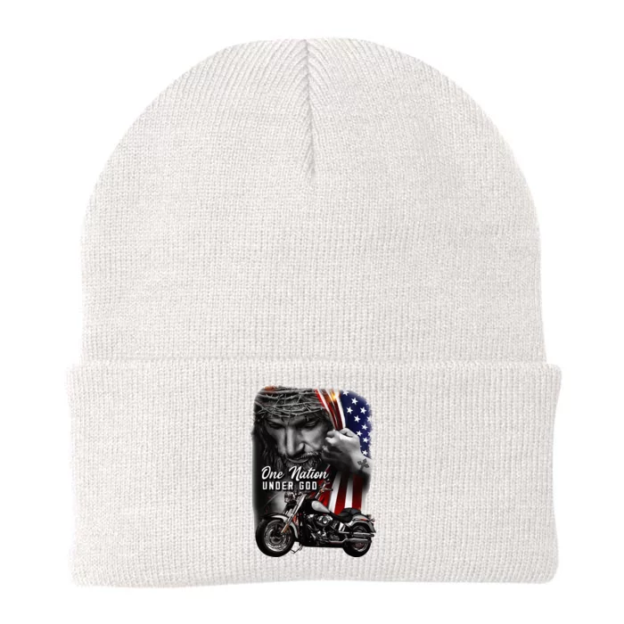 Biker Christian Motorcycles Lover One Nation Under God Knit Cap Winter Beanie