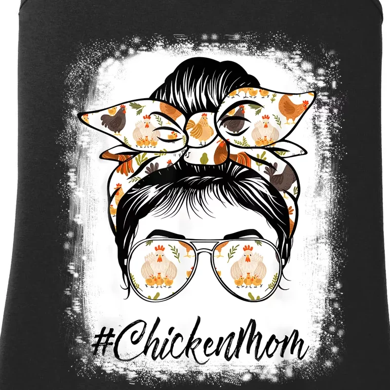 Bleached Chicken Mom Messy Bun Farmer Chicken Mother's Day Ladies Essential Tank