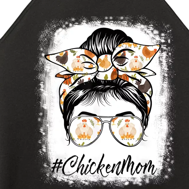 Bleached Chicken Mom Messy Bun Farmer Chicken Mother's Day Women’s Perfect Tri Rocker Tank