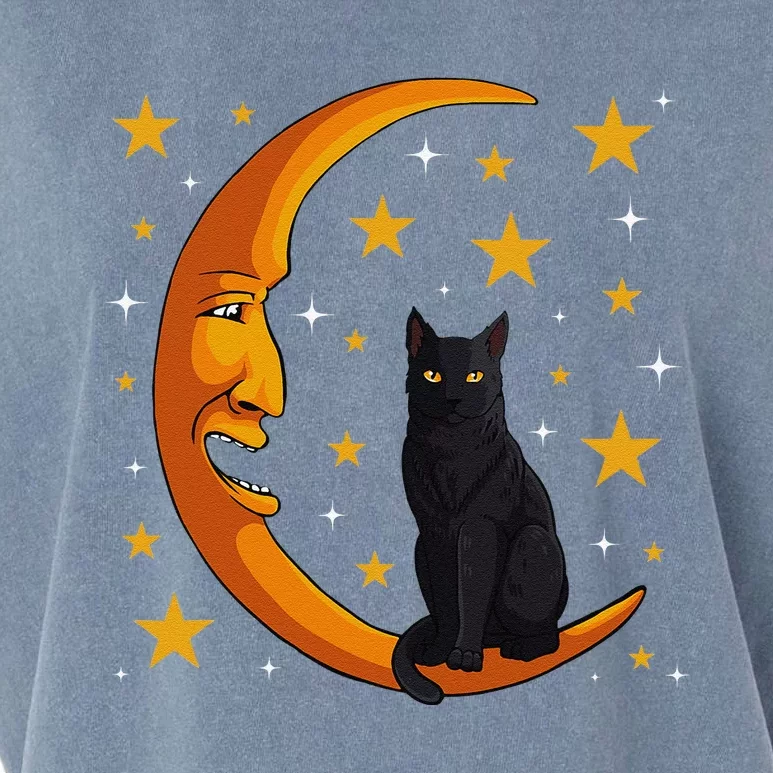 Black Cat Moon Kitten Lover Funny Crescent Pet Owner Garment-Dyed Women's Muscle Tee