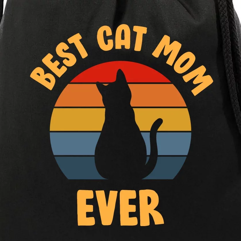 Best Cat Mom Ever Drawstring Bag