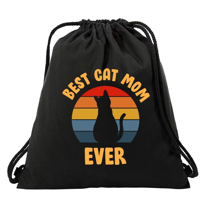 Best Cat Mom Ever Drawstring Bag