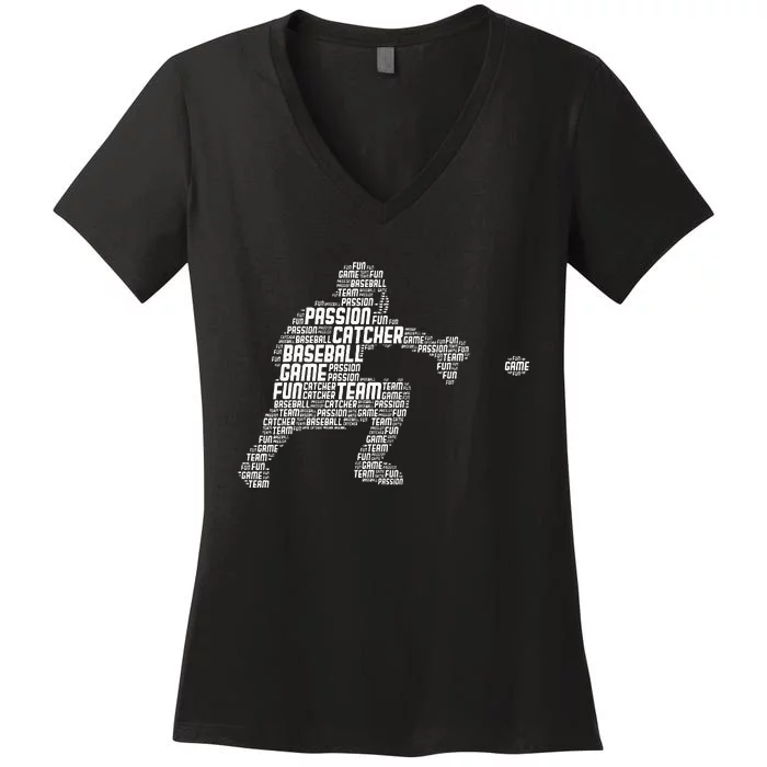 Baseball Catcher Men Kids Women's V-Neck T-Shirt