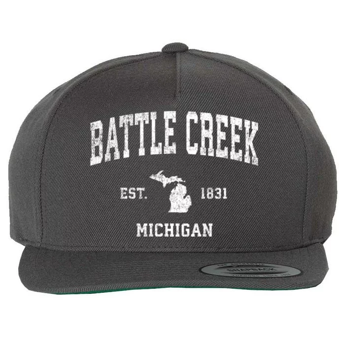 Battle Creek Michigan Mi Vintage Sports Wool Snapback Cap