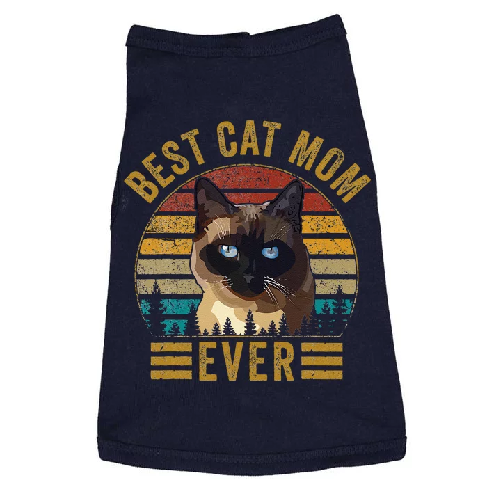 Best Cat Mom Ever Funny Vintage Retro Siamese Doggie Tank