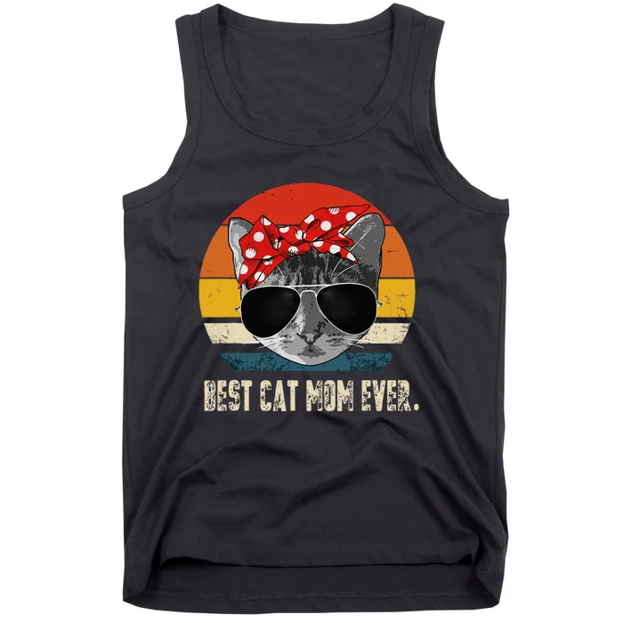 Best Cat Mom Ever Vintage Retro Cat Mommy Cat Mother Tank Top