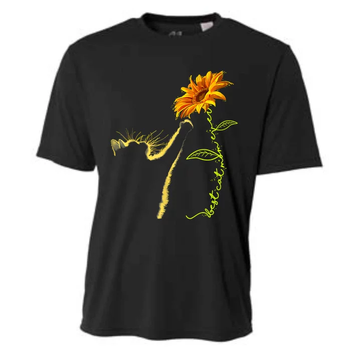 Best Cat Mom Ever Sunflower Mothers Day Gifts For Cat Lover Cooling Performance Crew T-Shirt