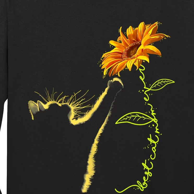 Best Cat Mom Ever Sunflower Mothers Day Gifts For Cat Lover Long Sleeve Shirt