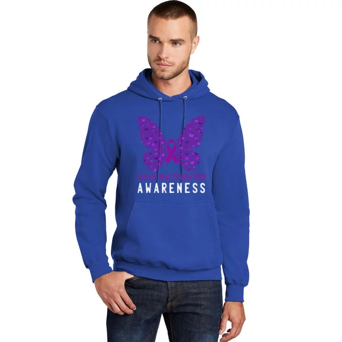 Butterfly Chiari Malformation Awareness Month Purple Ribbon Meaningful Gift Tall Hoodie