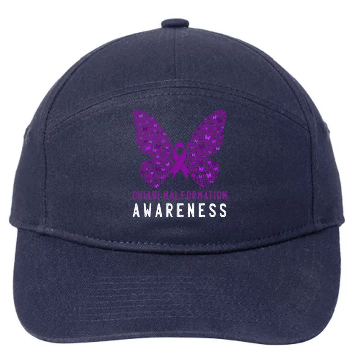 Butterfly Chiari Malformation Awareness Month Purple Ribbon Meaningful Gift 7-Panel Snapback Hat