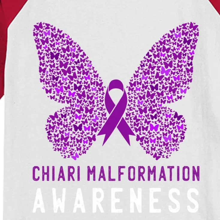 Butterfly Chiari Malformation Awareness Month Purple Ribbon Meaningful Gift Kids Colorblock Raglan Jersey