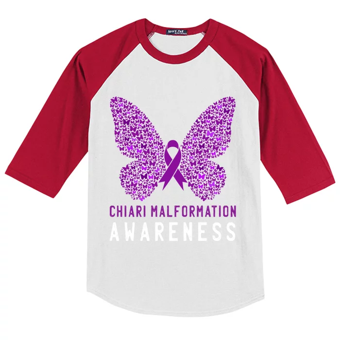 Butterfly Chiari Malformation Awareness Month Purple Ribbon Meaningful Gift Kids Colorblock Raglan Jersey