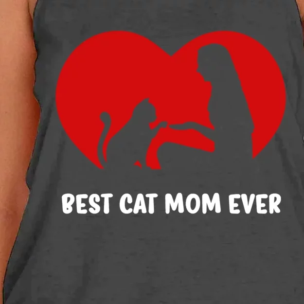 Best Cat Mom Ever Cat Heart Best Cat Mom Ever Gift Women's Knotted Racerback Tank