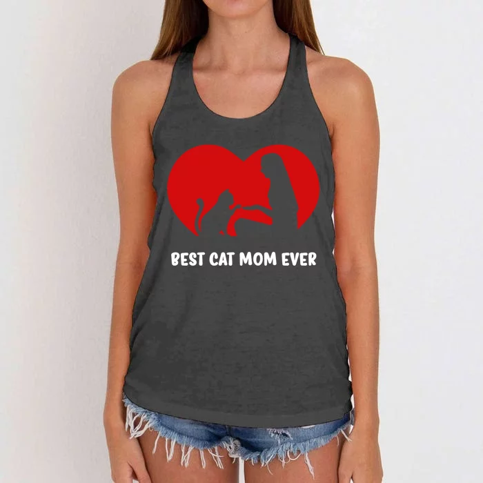 Best Cat Mom Ever Cat Heart Best Cat Mom Ever Gift Women's Knotted Racerback Tank