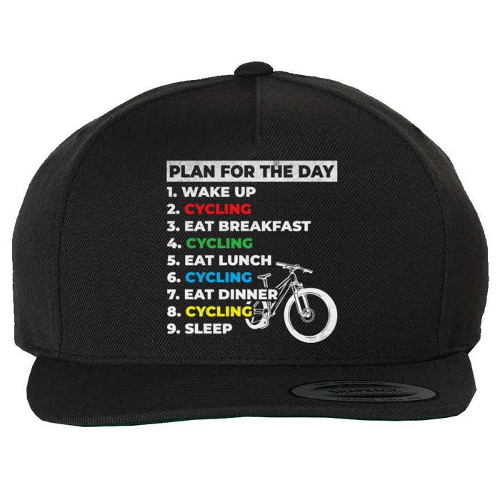 Bicycle Cyclists My Plan For The Day Mountain Biking Cycling Gift Wool Snapback Cap