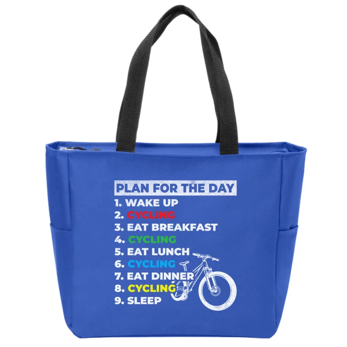 Bicycle Cyclists My Plan For The Day Mountain Biking Cycling Gift Zip Tote Bag