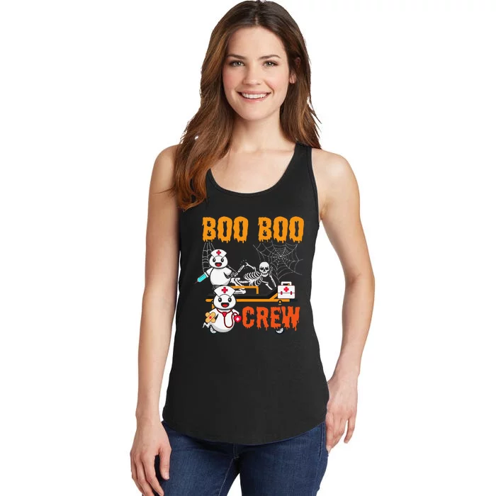 Boo Crew Nurse Halloween Ghost Skeleton Nurses Rn Ladies Essential Tank