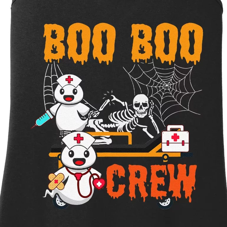 Boo Crew Nurse Halloween Ghost Skeleton Nurses Rn Ladies Essential Tank