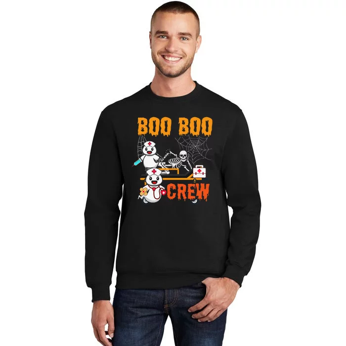 Boo Crew Nurse Halloween Ghost Skeleton Nurses Rn Tall Sweatshirt