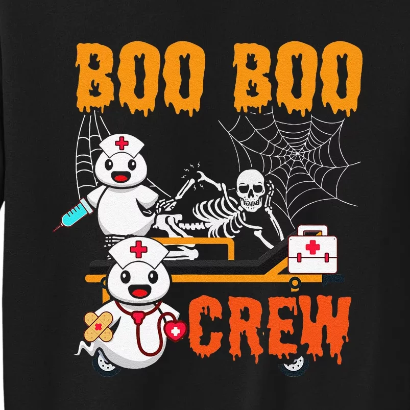 Boo Crew Nurse Halloween Ghost Skeleton Nurses Rn Tall Sweatshirt