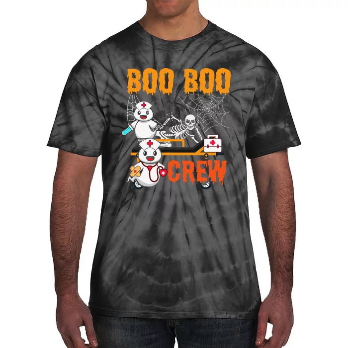 Boo Crew Nurse Halloween Ghost Skeleton Nurses Rn Tie-Dye T-Shirt