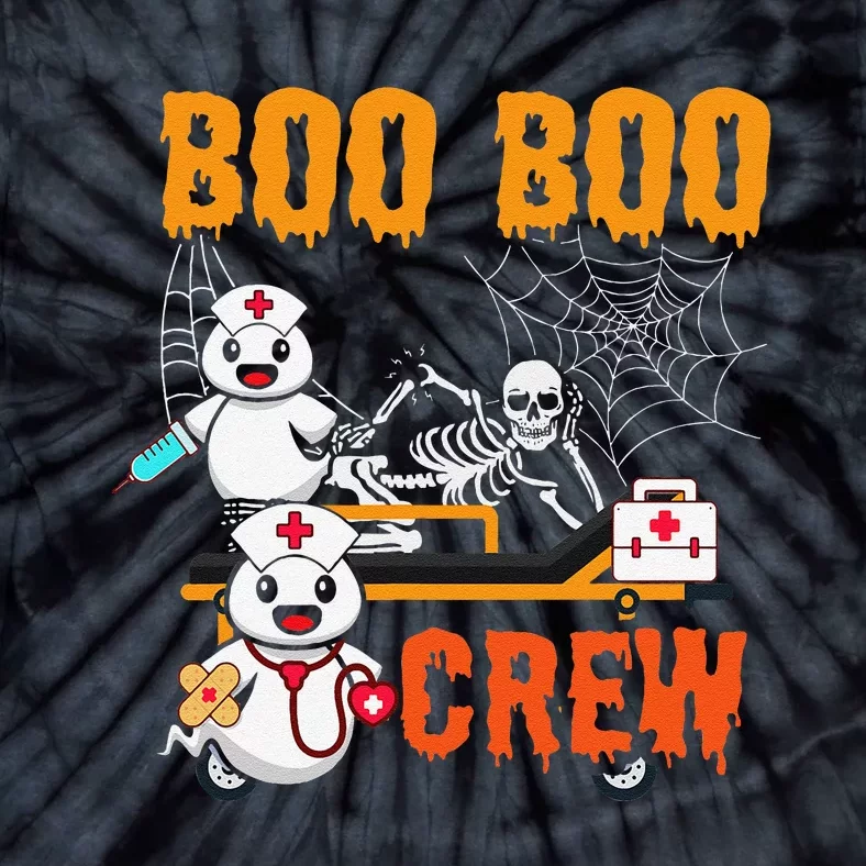 Boo Crew Nurse Halloween Ghost Skeleton Nurses Rn Tie-Dye T-Shirt