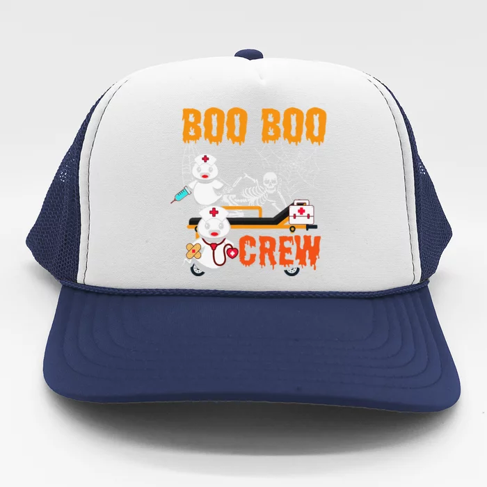 Boo Crew Nurse Halloween Ghost Skeleton Nurses Rn Trucker Hat