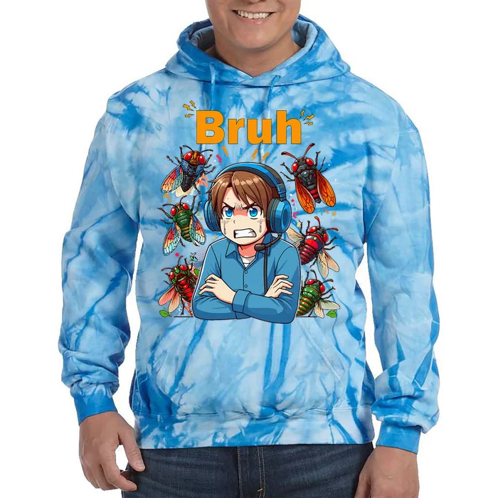 Bruh Cicadas Noise Funny Headset Cicada 2024 Cicada Killer Tie Dye Hoodie