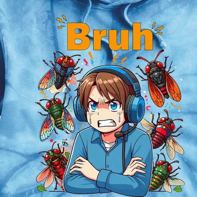 Bruh Cicadas Noise Funny Headset Cicada 2024 Cicada Killer Tie Dye Hoodie