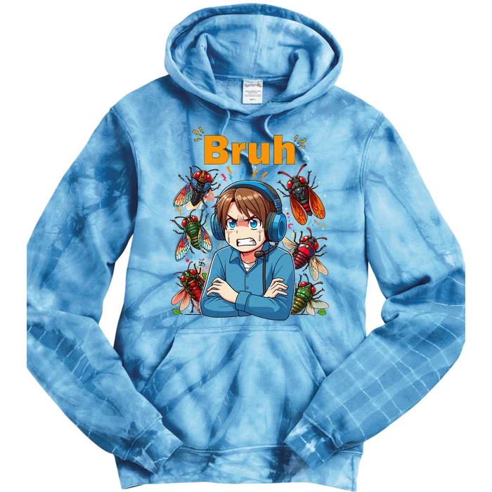 Bruh Cicadas Noise Funny Headset Cicada 2024 Cicada Killer Tie Dye Hoodie