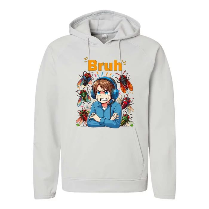 Bruh Cicadas Noise Funny Headset Cicada 2024 Cicada Killer Performance Fleece Hoodie