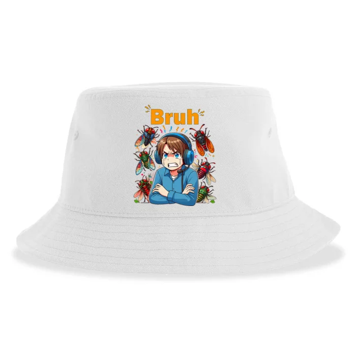 Bruh Cicadas Noise Funny Headset Cicada 2024 Cicada Killer Sustainable Bucket Hat