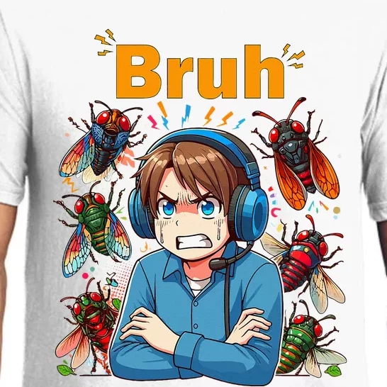 Bruh Cicadas Noise Funny Headset Cicada 2024 Cicada Killer Pajama Set