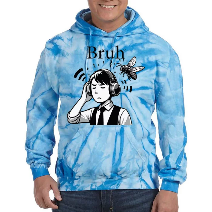 Bruh Cicadas Noise Funny Headset Cicada 2024 Cicada Killer Tie Dye Hoodie