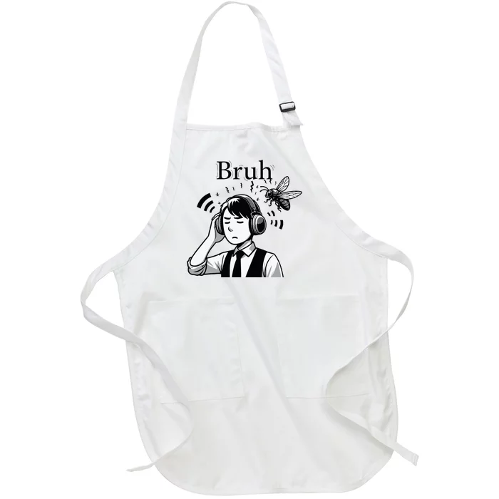 Bruh Cicadas Noise Funny Headset Cicada 2024 Cicada Killer Full-Length Apron With Pocket