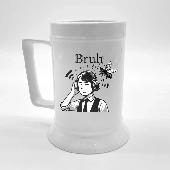 Bruh Cicadas Noise Funny Headset Cicada 2024 Cicada Killer Front & Back Beer Stein