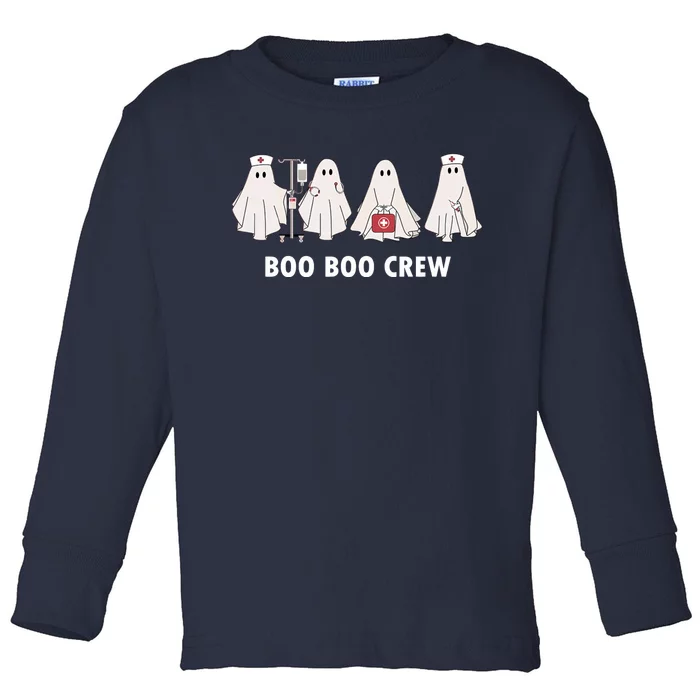 Boo Crew Nurse Halloween Cute Ghost Nurse Toddler Long Sleeve Shirt