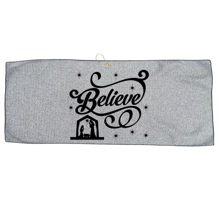 Believe Christmas Nativity Scene Religious Christian Themed Gift Large Microfiber Waffle Golf Towel