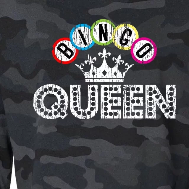 Bingo Casino Night Crown Bingo Queen Gift Cropped Pullover Crew