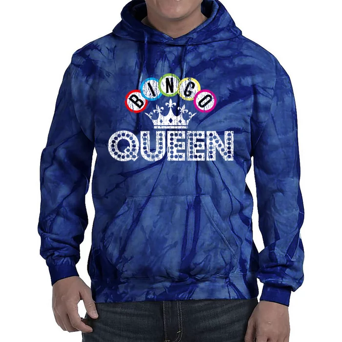 Bingo Casino Night Crown Bingo Queen Gift Tie Dye Hoodie