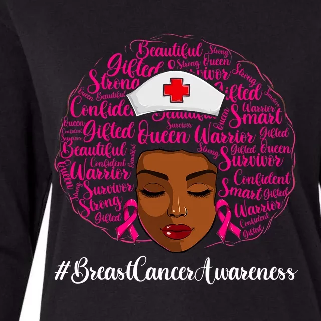 Breast Cancer Nursing African Black Nurse Ribbon Womens Cotton Relaxed Long Sleeve T-Shirt