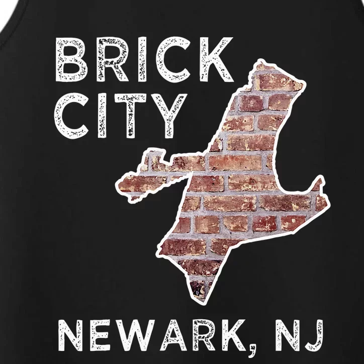 Brick City Newark NJ City New Jersey Map graphic Performance Tank