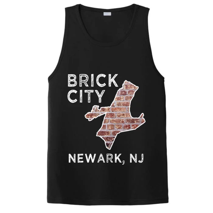 Brick City Newark NJ City New Jersey Map graphic Performance Tank