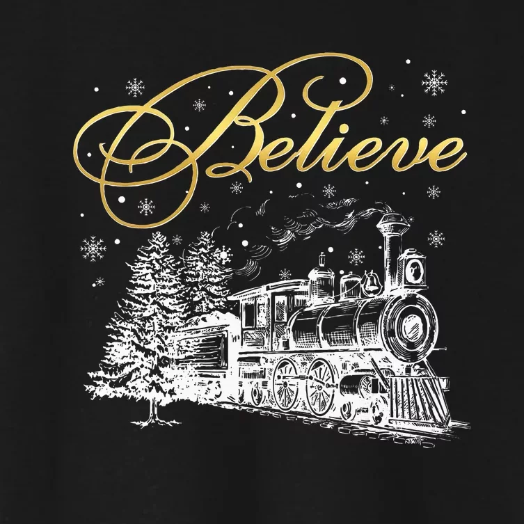 Believe Christmas North Pole P.O.L.A.R E.X.P.R.E.S.S All Abroad Family Women's Crop Top Tee