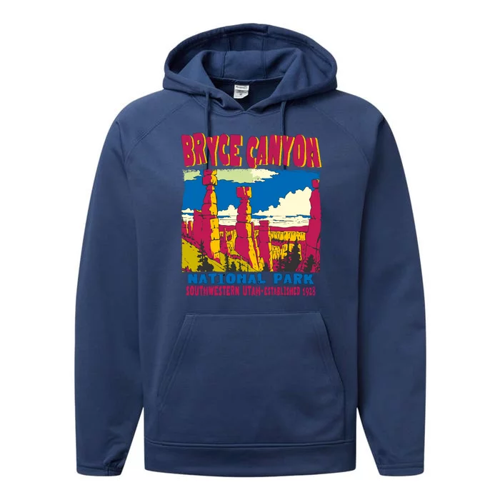 Bryce Canyon National Park Hoodoos Vintage Performance Fleece Hoodie